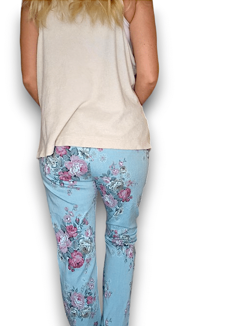 Light Turquoise High Tea Ripped Pants