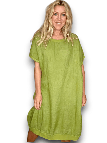 Avocado Plain Elastic Hem Dress