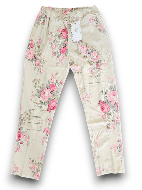 Light Beige High Tea Ripped Pants