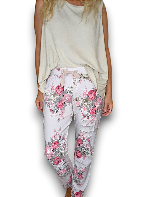 Lightest Lavender High Tea Ripped Pants