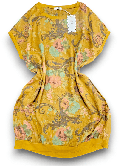 Mustard Twirl Elastic Hem Dress