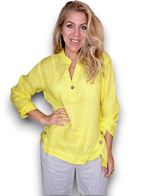 Bright Yellow Plain Multi Button Long SL Top