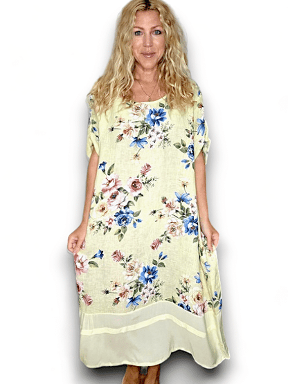 Light Lemon Bundle Flora Button Sleeve Hem Dress