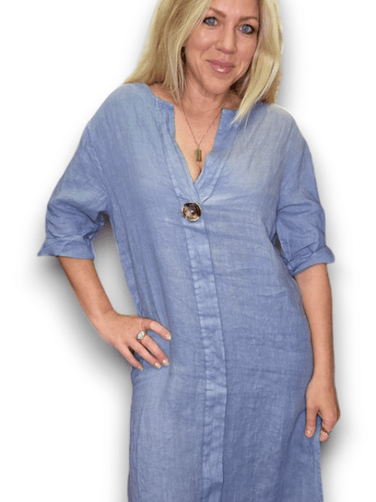 Petrol Brass Button Dress Tunic