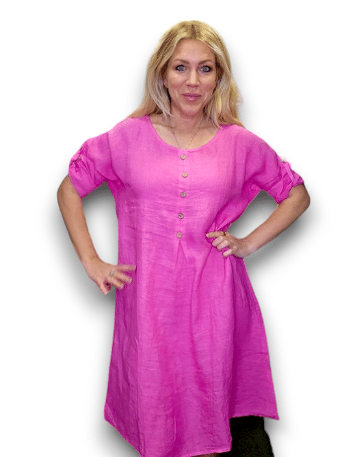 Pink Front Button Dress