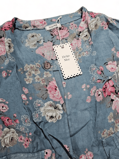 Jeans Blue High Tea Sequin Pkt Linen Jkt