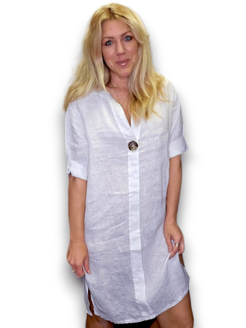 White Brass Button Dress Tunic