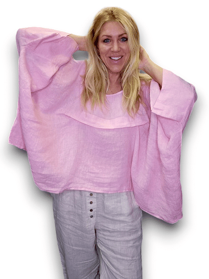 Light Pink Flutter front Batsleeve Top