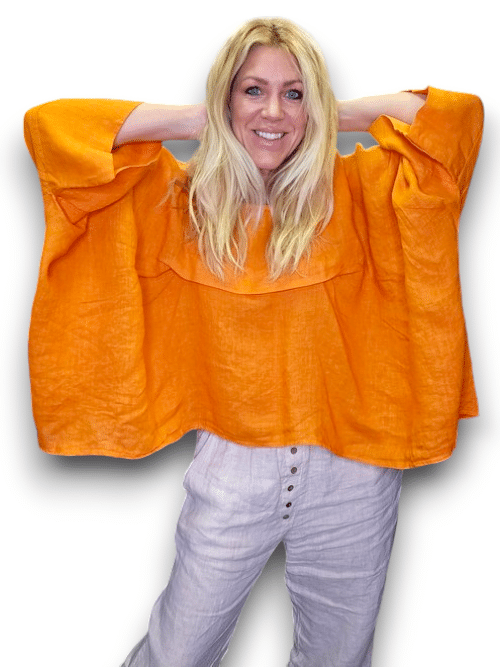 Burnt Orange Flutter front Batsleeve Top