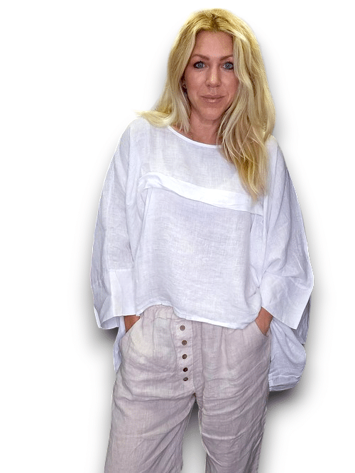 White Flutter front Batsleeve Top