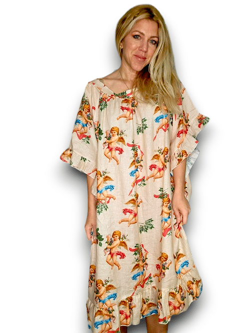 Beige Angels Nordic Frill Linen Dress