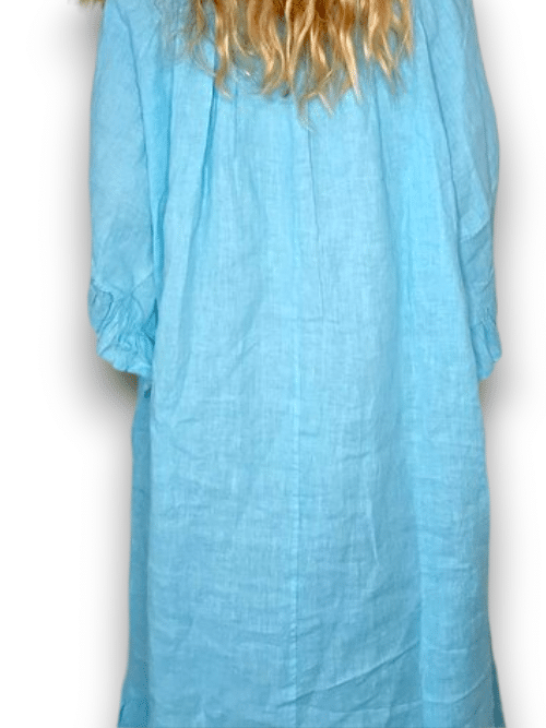 Light Turquoise Nordic Frill Linen Dress