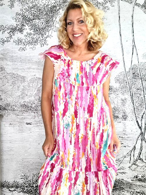 Hot Pink Rainbow Stella Frill Dress