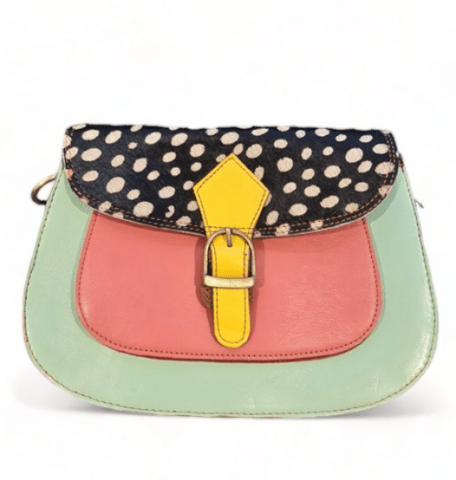 Hey Herbee Freeda Leather Bag-AE1923 Pale Mint/Pink-Blk Mini Dot