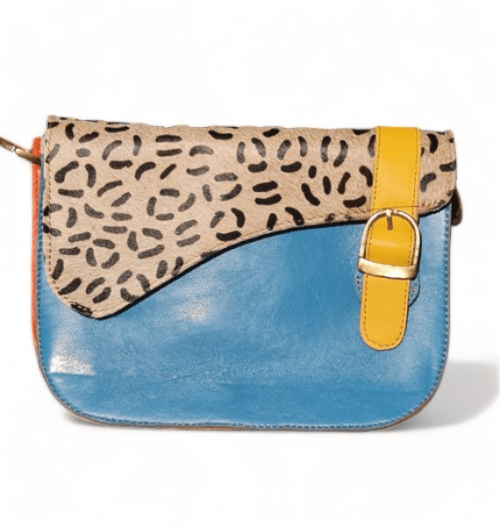 Hey Herbee Angler Leather Bag-AE1565 Teal-3 Line Print
