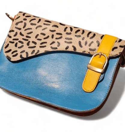 Hey Herbee Angler Leather Bag-AE1565 Teal-3 Line Print