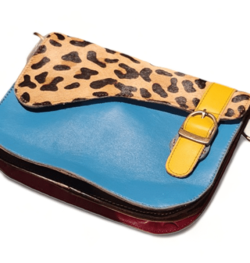 Hey Herbee Angler Leather Bag-AE1565 Teal-Big Leopard