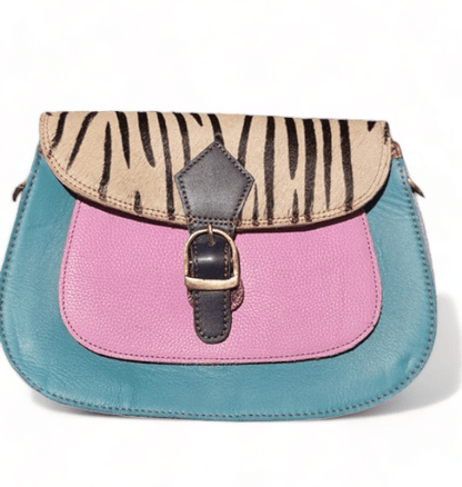 Freeda | Mint, Pink & Zebra Print | Leather Bag