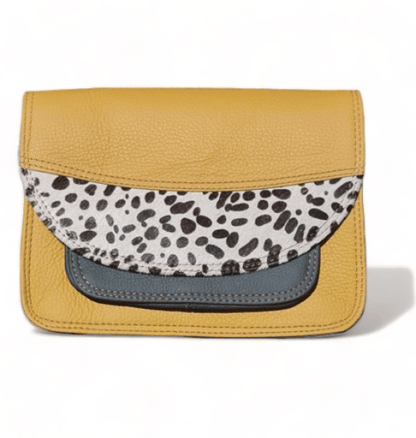 Hey Herbee Gio Leather Bag-AE2264 Mustard Blk/Wht Mini Dot Leopard
