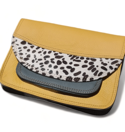 Hey Herbee Gio Leather Bag-AE2264 Mustard Blk/Wht Mini Dot Leopard