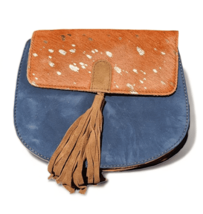 Hey Herbee Piper Suede Leather Bag-AE1985 Navy/Teal-Orange/Metallic