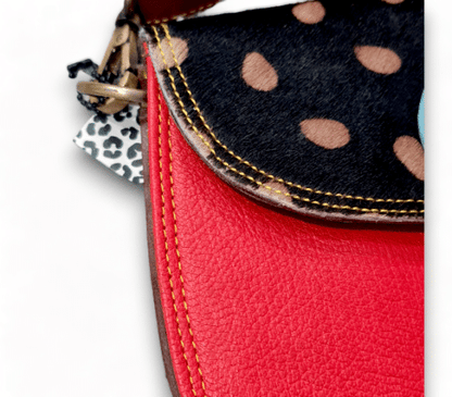 Hey Herbee Leather Bag-Mini Macbeth/Red/Blk Brwn Dot