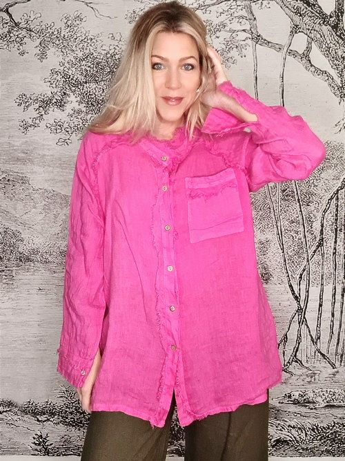 Hot Pink Mill Rip Edge Shirt