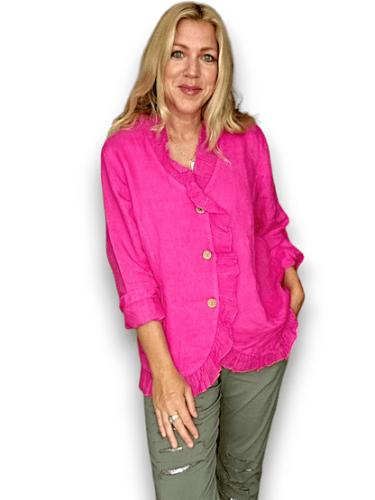 Hot Pink Frill and Dandy Linen Jkt