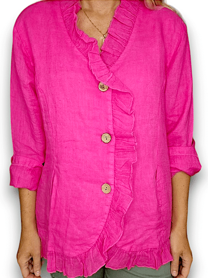 Hot Pink Frill and Dandy Linen Jkt